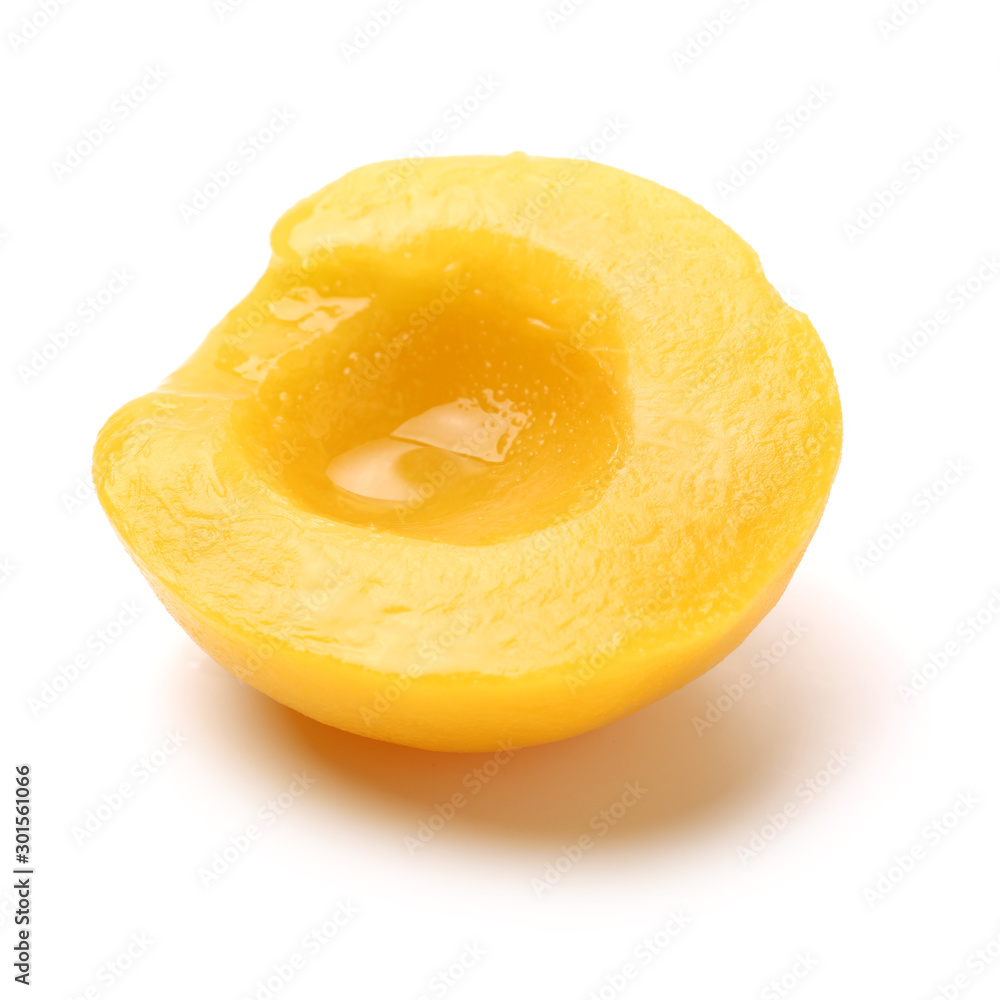 peaches in syrup on a white background peaches in syrup on a white background