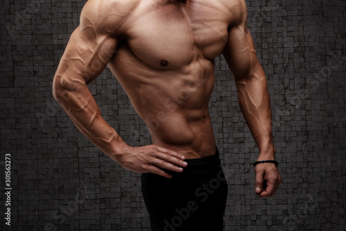 Upper body man posing bodybuilder