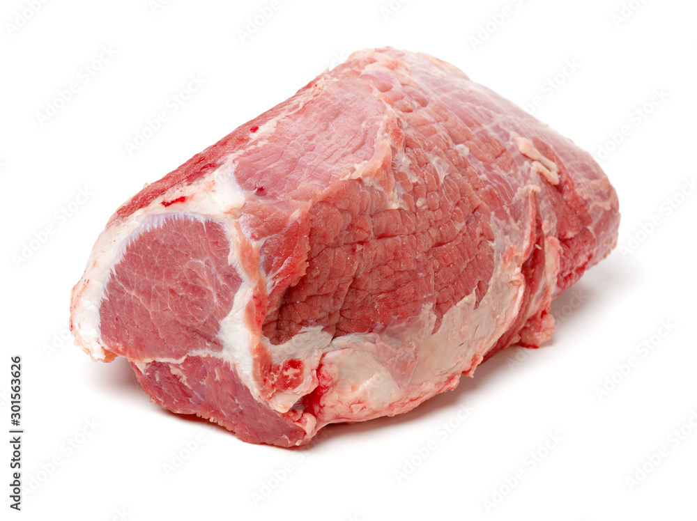 huge red meat chunk isolated over white background huge red meat chunk isolated over white background