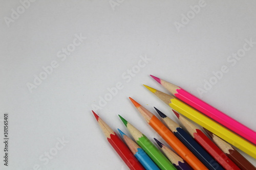 Coloured pencils, still life of artist materials