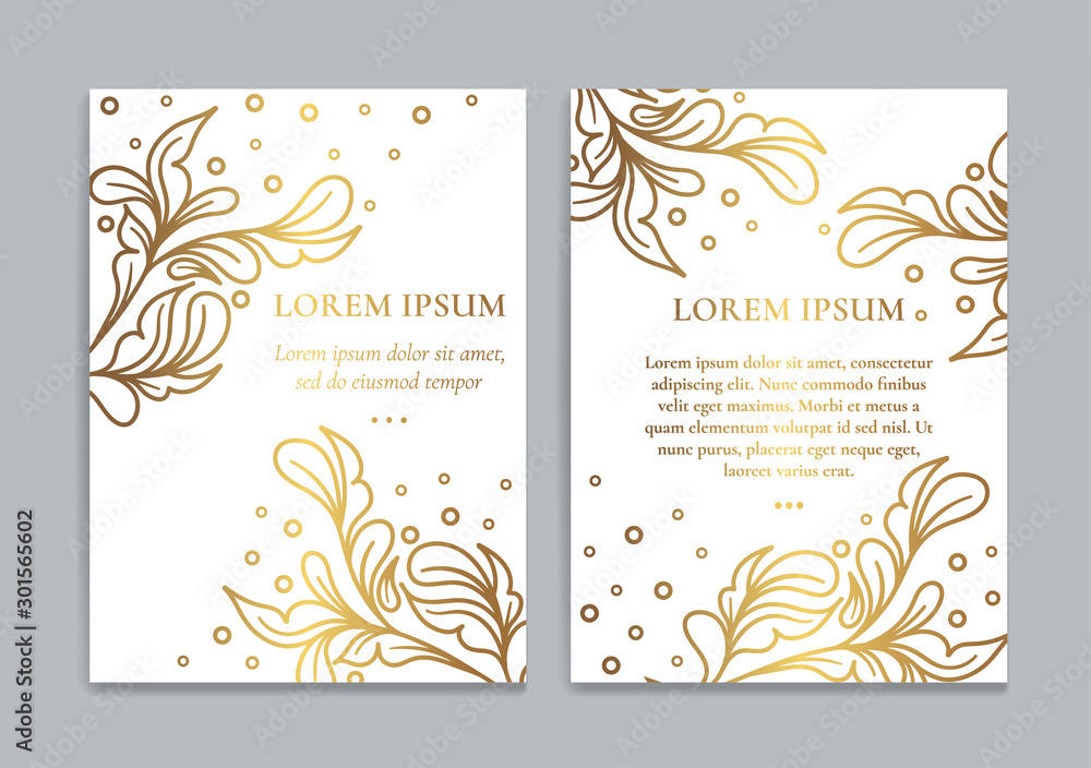 White and gold luxury invitation card design. Vintage ornament template. Can be used for background and wallpaper. Elegant and classic vector elements great for decoration.