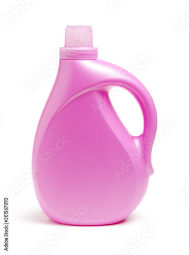 Plastic detergent container on white background