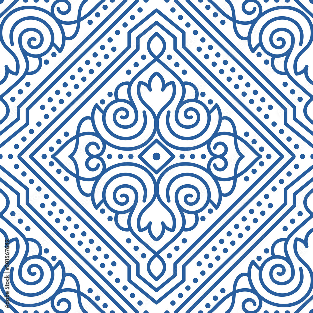 Blue and white vintage vector seamless pattern, wallpaper. Elegant classic  texture. Luxury ornament. Royal, Victorian, Baroque elements. Great for  fabric and textile, wallpaper, or any desired idea. Stock Vector | Adobe  Stock