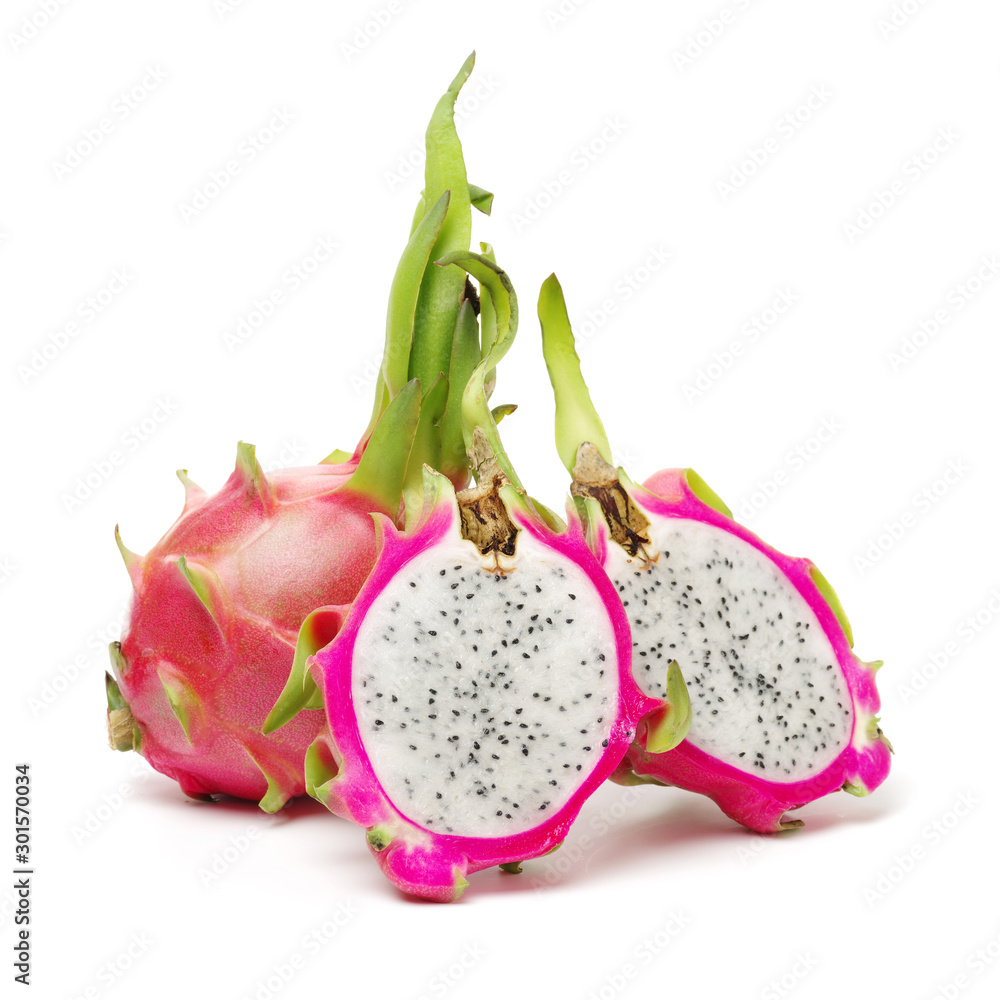 Pitaya or Dragon Fruit isolated against white background Pitaya or Dragon Fruit isolated against white background
