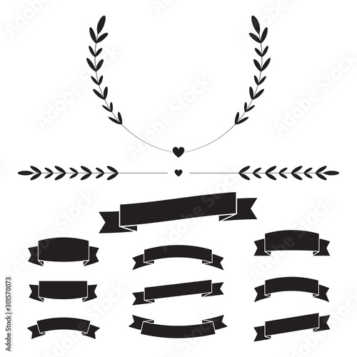 Set of graphical decorative ribbons