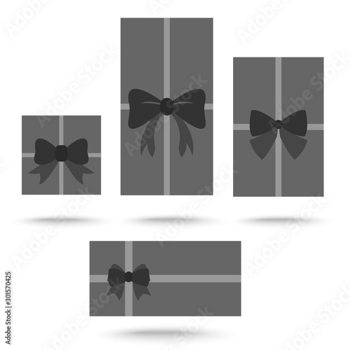 top view of gift box with black bow,
