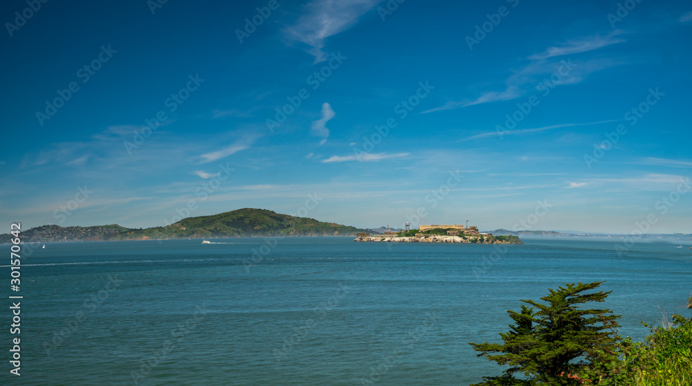 View to Alcatraz island in San Francisco