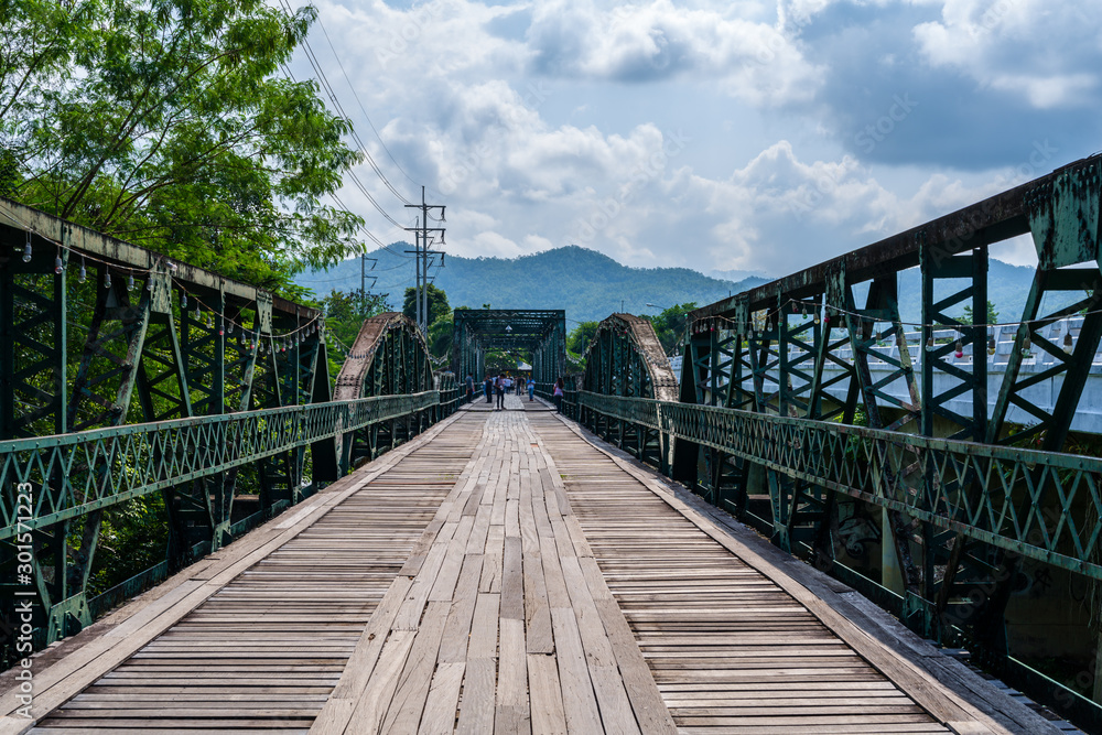 Memorial Bridge or Sapan Tha Pai at Pai city in Mae Hon Son, Thailand, Travel concept.