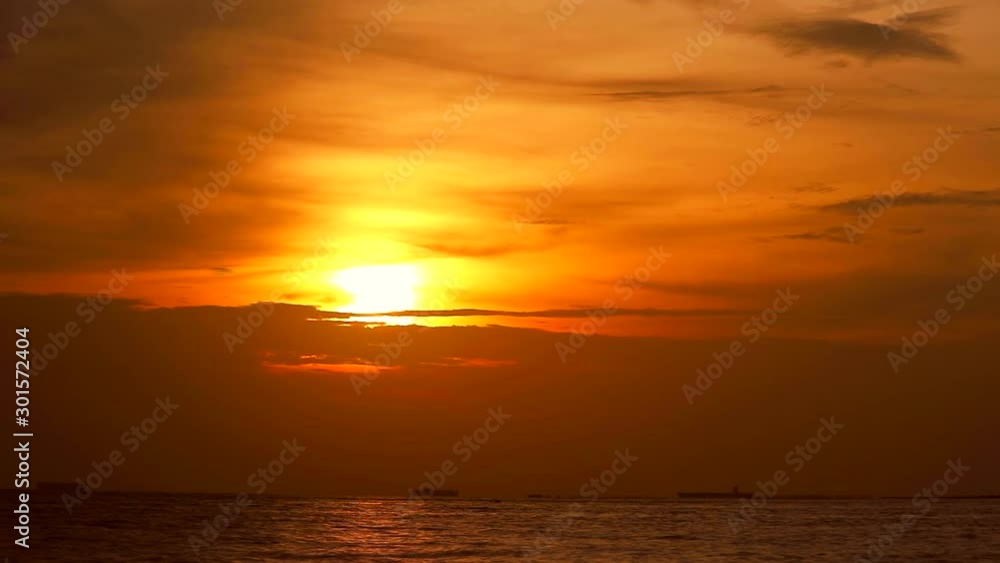 sunset back on red cloud orange sky the sea panning camera time lapse sunset back on red cloud orange sky the sea panning camera time lapse