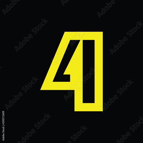 number 4 design template, with black background