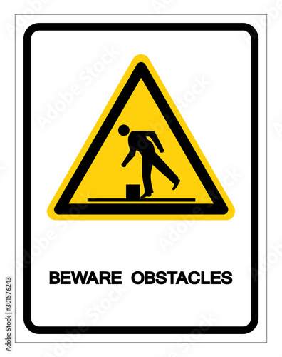 Beware Obstacles Symbol, Vector Illustration, Isolate White Background Label. EPS10