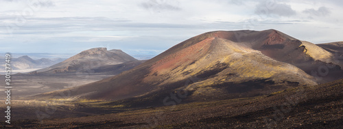 Volcanic Landscape Panorama in Landmannalaugar, Iceland