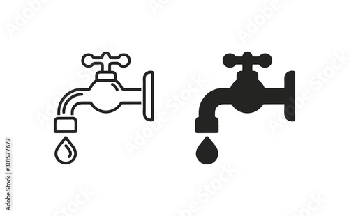  Faucet outline icon symbol vector