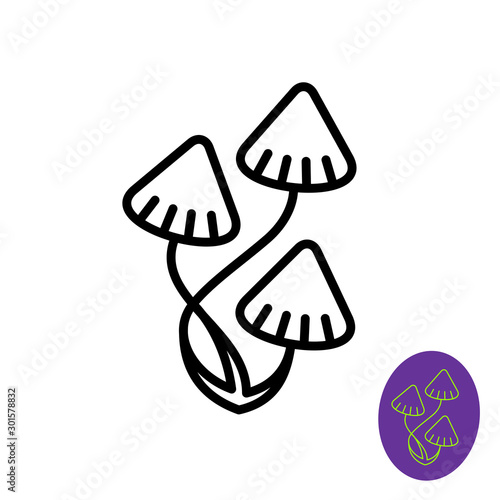 Magic Psilocybe mushrooms logo. Adjustable stroke width.