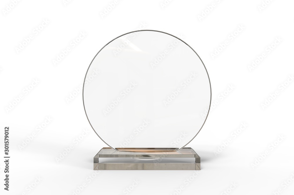 Blank Transparent Crystal Trophy for mock up. 3d render illustration. Blank Transparent Crystal Trophy for mock up. 3d render illustration.