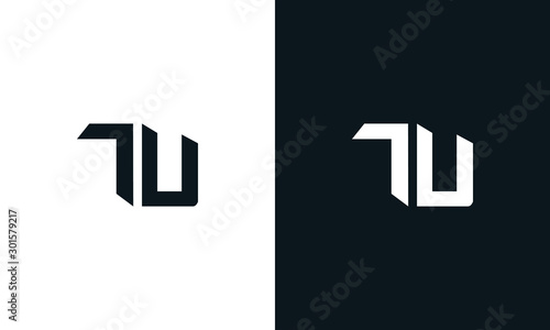 Minimalist abstract letter TU logo. This logo icon incorporate with two abstract shape in the creative process.