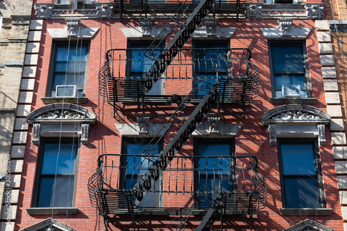 Fire Escape on a Red Brick Building on the Lower East Side of New York City