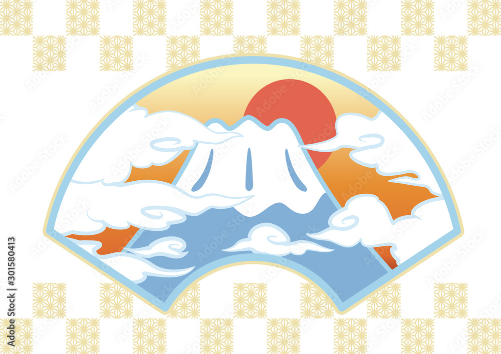 富士山と朝日 和柄背景 ベクターイラスト Stock Vector Adobe Stock