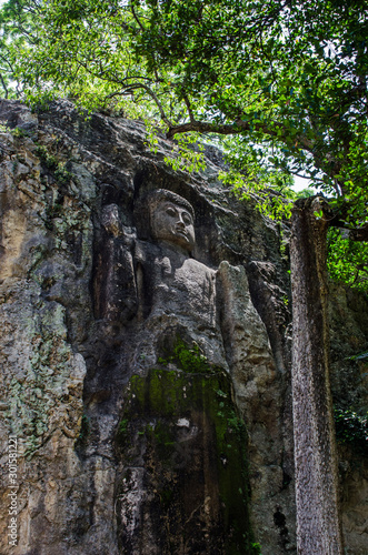 The unfinished Buddha image at Dhowa Raja Maha Vihara rock temple at Bandarawela  Sri Lanka