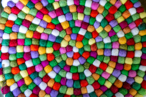 background backdrop created with colorful woolen ropes