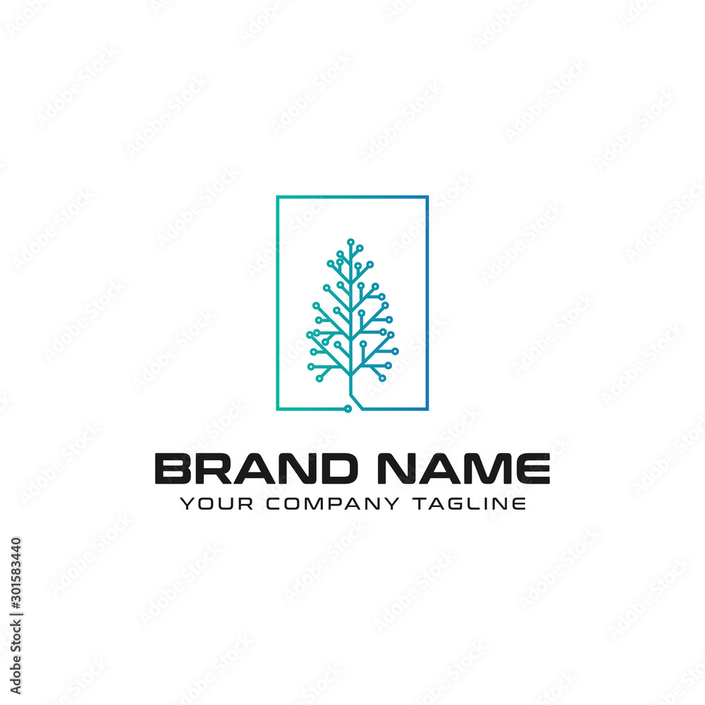 Tree Technology Logo Design vector