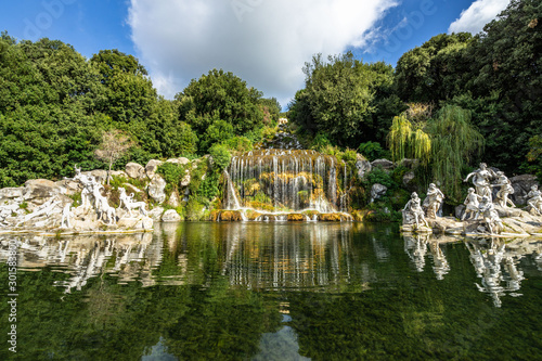 Fototapeta Naklejka Na Ścianę i Meble -  View of the Fountain of Diana and Acteon and the great waterfall at the gardens of Caserta Royal Palace, Campania, Italy