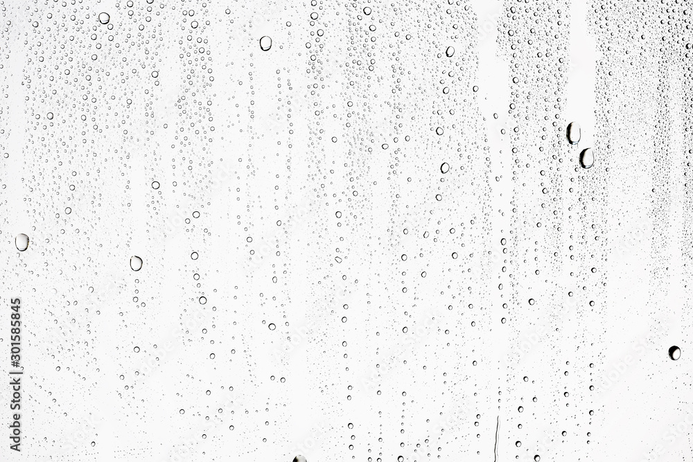 white isolated background water drops on the glass / wet window glass with splashes and drops of water and lime, texture autumn background white isolated background water drops on the glass / wet window glass with splashes and drops of water and lime, texture autumn background
