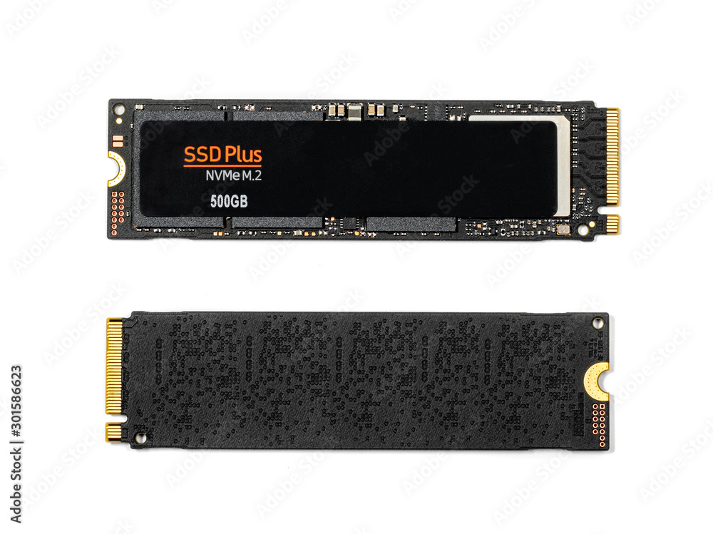 Ssd drive nvme m2 storage 500Gb black isolated Ssd drive nvme m2 storage 500Gb black isolated