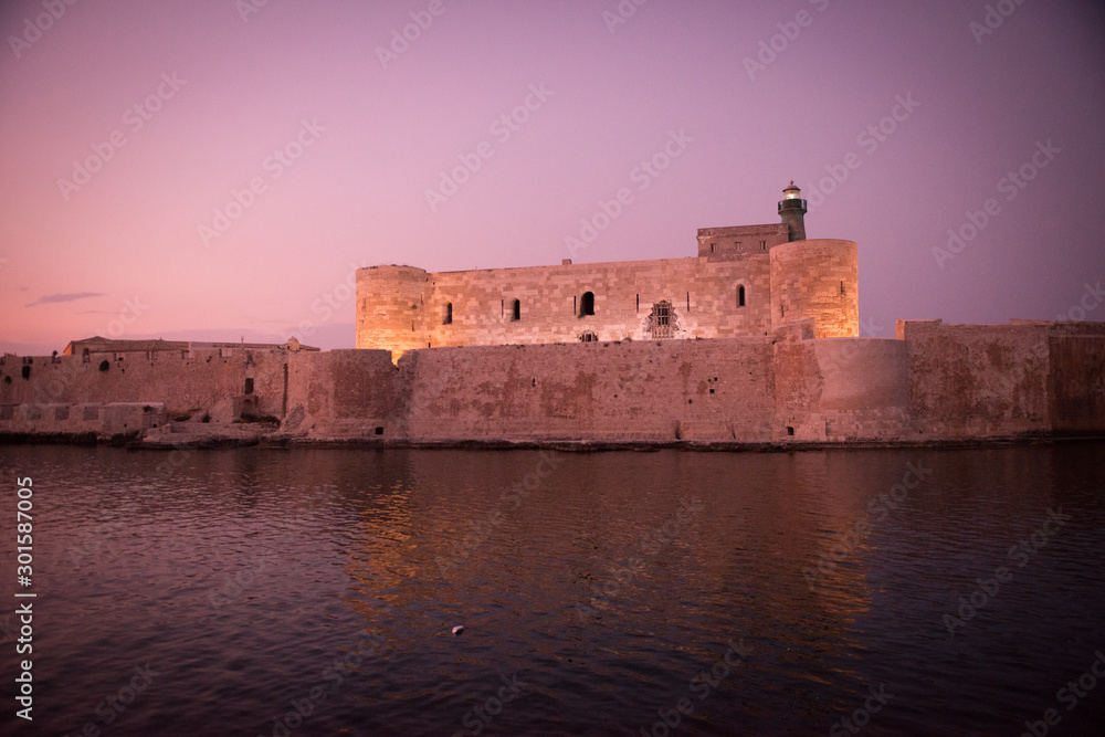 Maniace Castle, Siracusa in Sicily, at Sunset