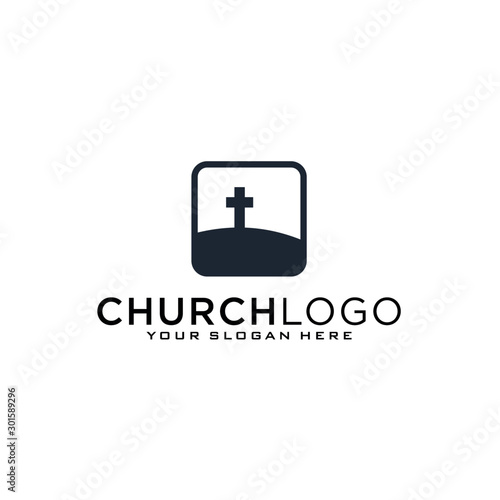 Fotografiet Church vector logo symbol graphic abstract template