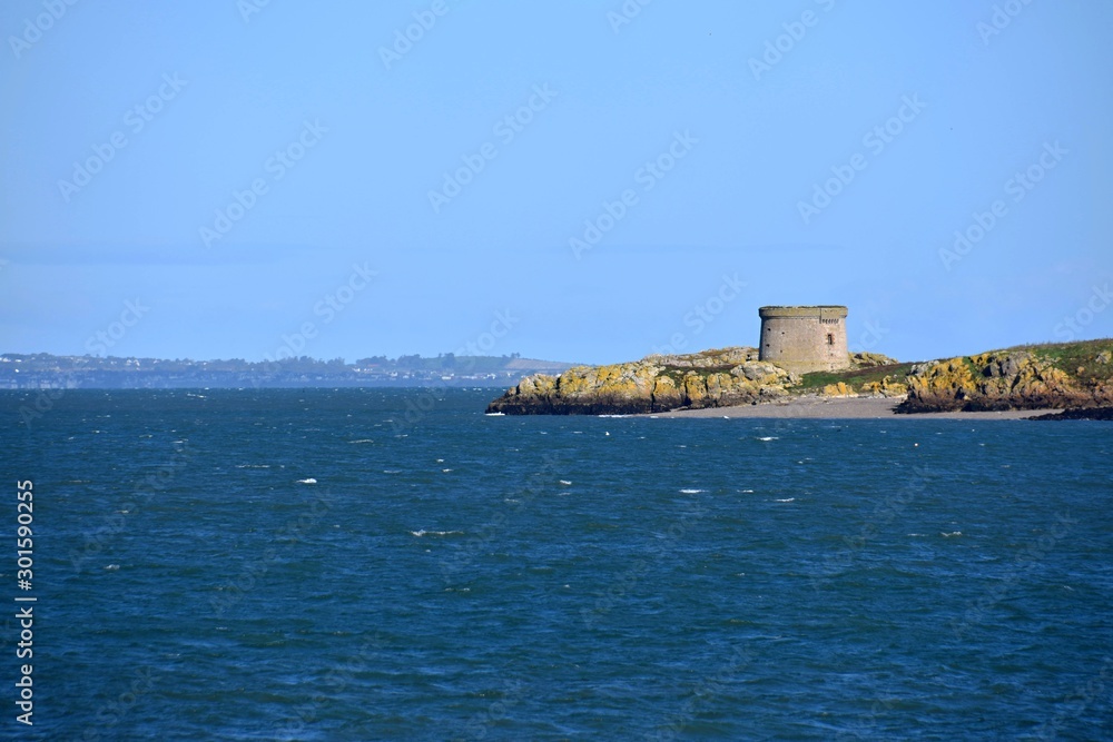 view on the ireland's eye and sea from howth port