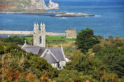 view on the church howth and sea photo