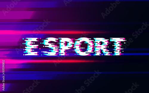 E sport glitch on abstract background design.