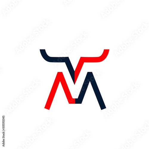 Letter m logo vector element. Red and black 