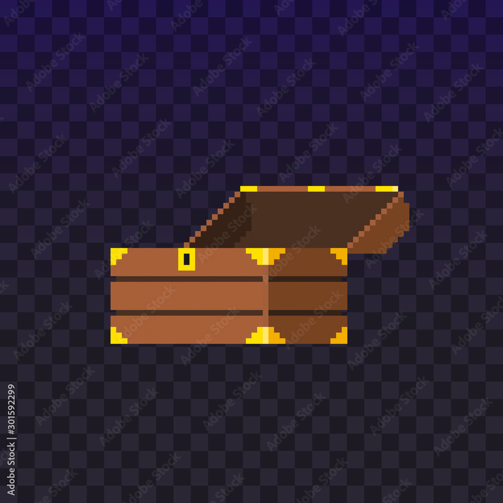 Pixel open empty treasure chest for video game. Wealth. Vector ...
