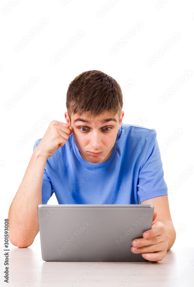 Angry Young Man with a Tablet Angry Young Man with a Tablet