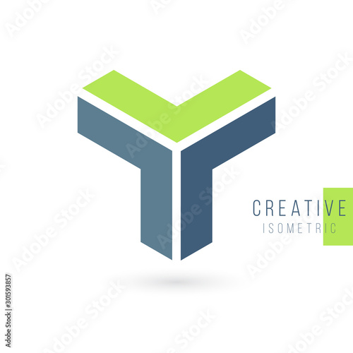 3D isometric letter Y logo Design Template. Stock Vector illustration isolated on white background.