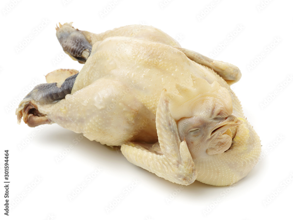 Boiled a chicken isolated on white background Boiled a chicken isolated on white background