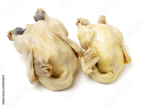 Fototapet Boiled a chicken isolated on white background