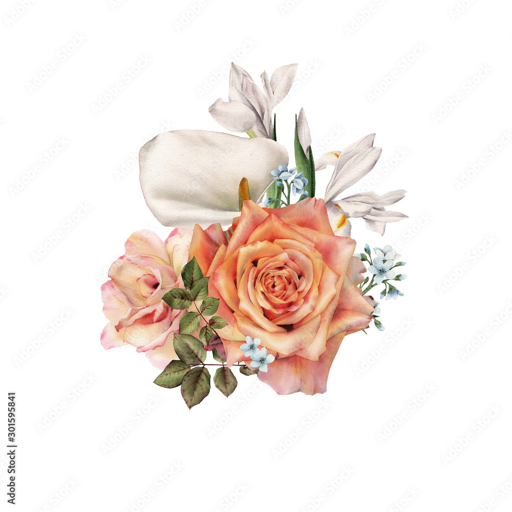 Bouquet of flowers, can be used as greeting card, invitation card for wedding, birthday and other holiday and summer background Bouquet of flowers, can be used as greeting card, invitation card for wedding, birthday and other holiday and summer background