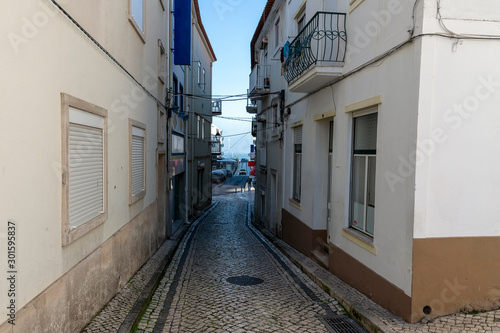 Fototapeta Naklejka Na Ścianę i Meble -  Nazare city street at Atlantic ocean, Portugal.