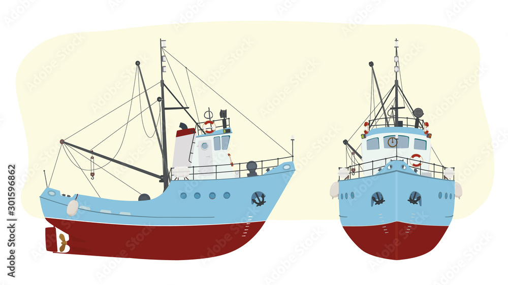 Fishing boat in two angles