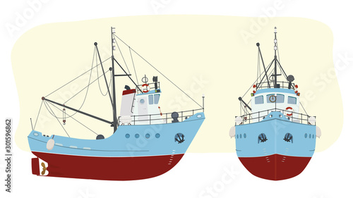 Fishing boat in two angles