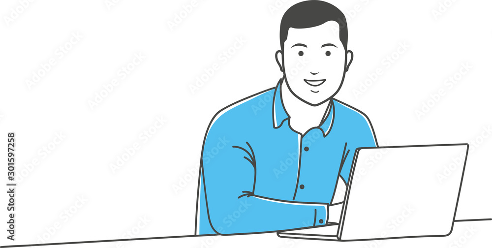 Positive manager gesturing outline illustration Positive manager gesturing outline illustration