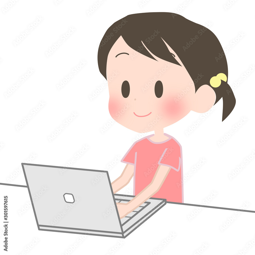 PCを操作する女の子 PCを操作する女の子