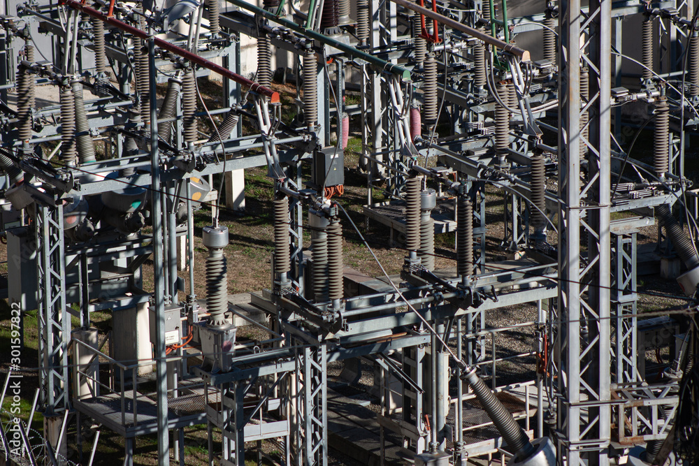 Electrical substation. Energy production, storage and transportation. Technologies.