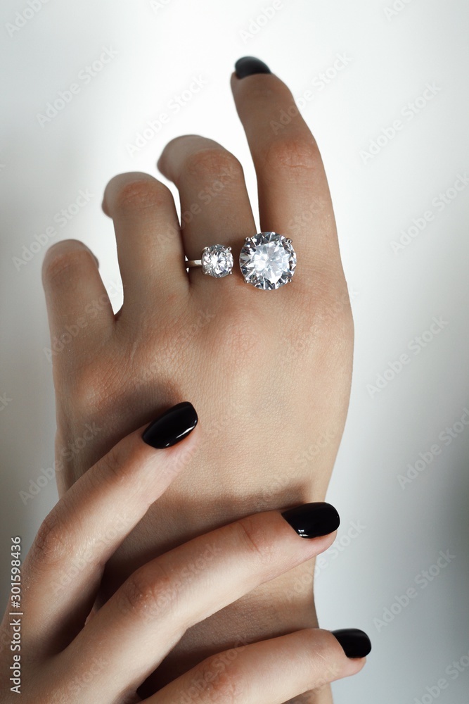 Tender jewerly on female hand, close up shot