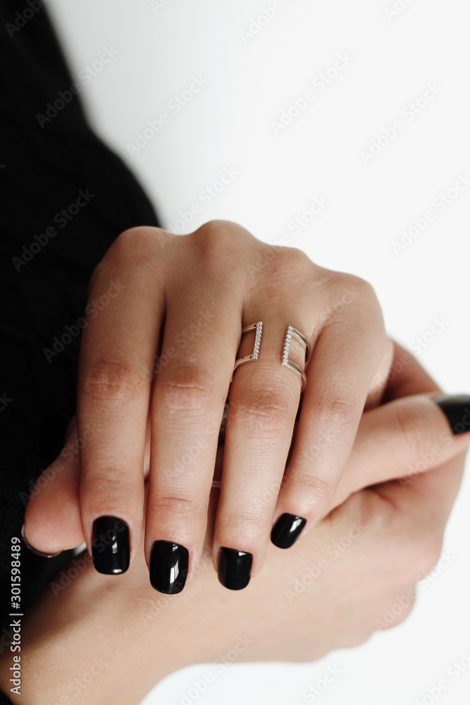 Tender jewerly on female hand, close up shot