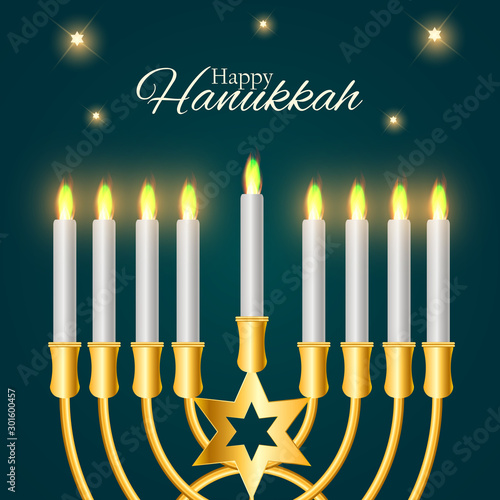 Happy Hanukkah, Jewish Holiday Background. Vector Illustration. Hanukkah is the name of the Jewish holiday