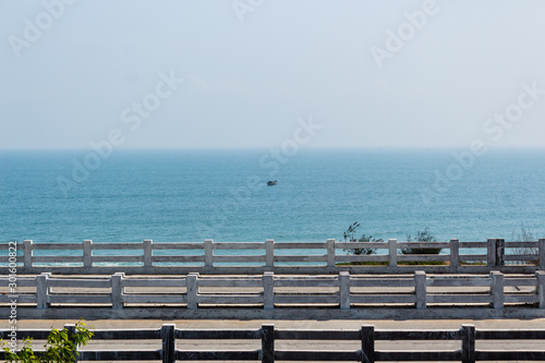 Scenic view with road, bridge and beach from Erra Matti Dibbalu in Vizag photo